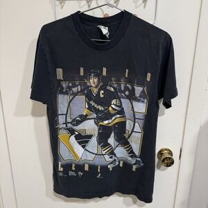 VTG Pittsburgh Penguins Shirt Pro Player Mens M Mario Lemieux Single Stitch 90s